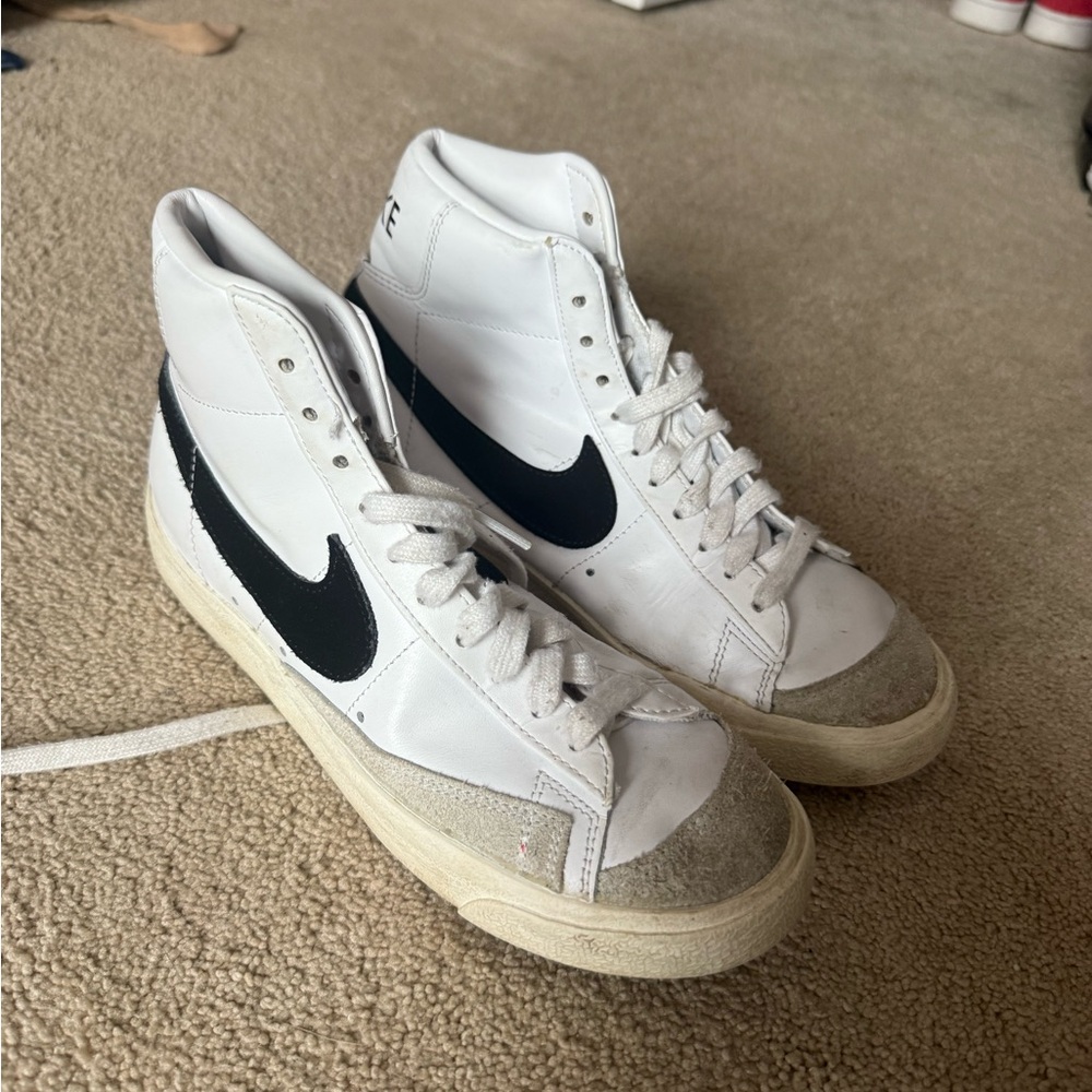 Nike White and Black High-Top Sneakers